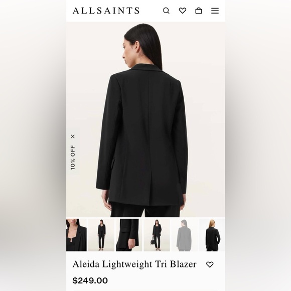 All Saints Aleida classic Black Blazer medium - Picture 6 of 10